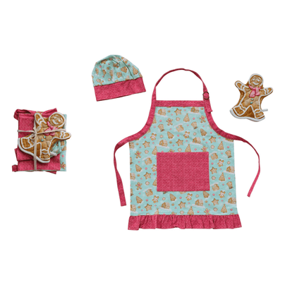 Children's Apron, Hat & Mitt Set, Cookie Pattern - Shop Sweet Lulu