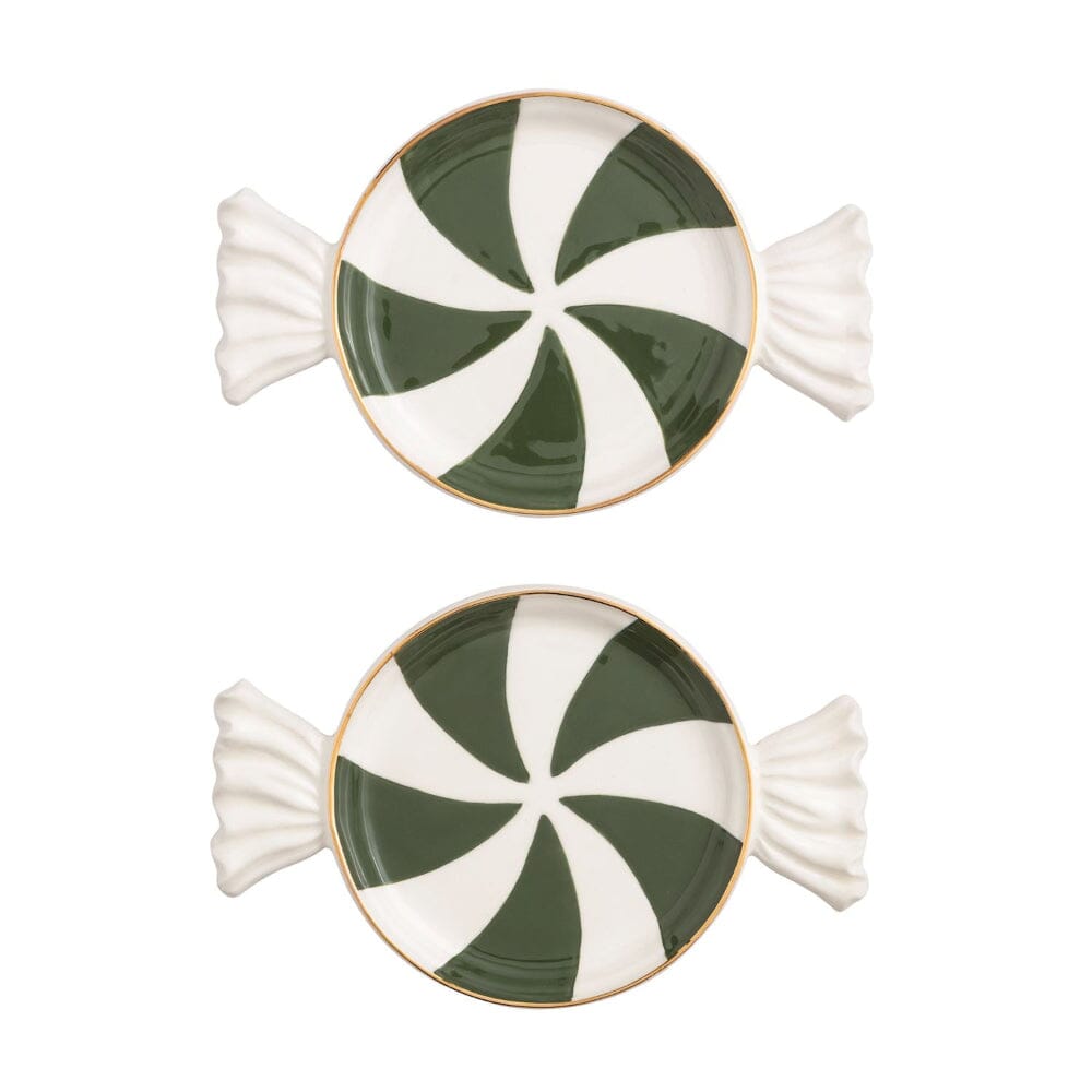 Christmas Candy Tidbit Plates - Green
