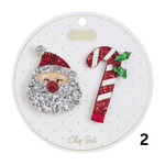 Christmas Hair Clip Set - 2pk., Santa & Candy Cane