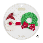 Christmas Hair Clip Set - 2pk., Santa & Wreath