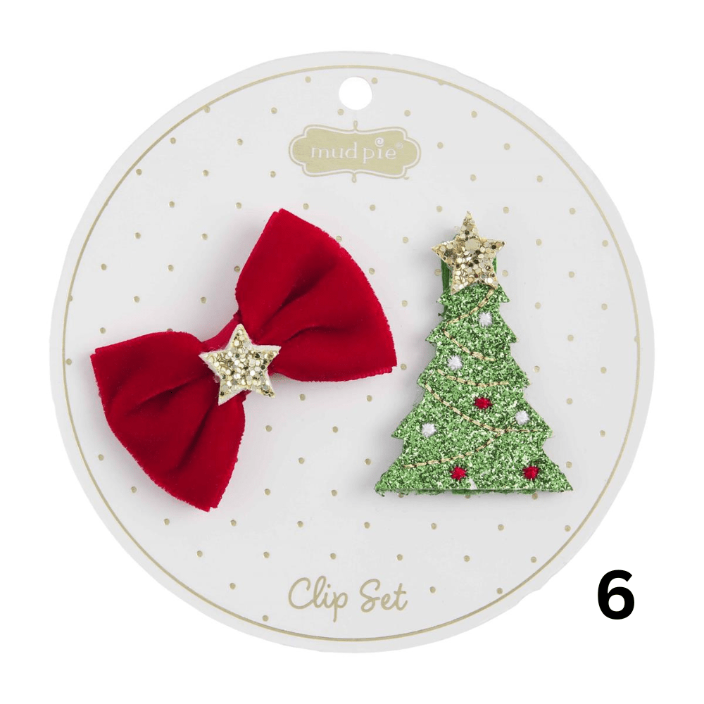 Christmas Hair Clip Set - 2pk., Bow & Christmas Tree