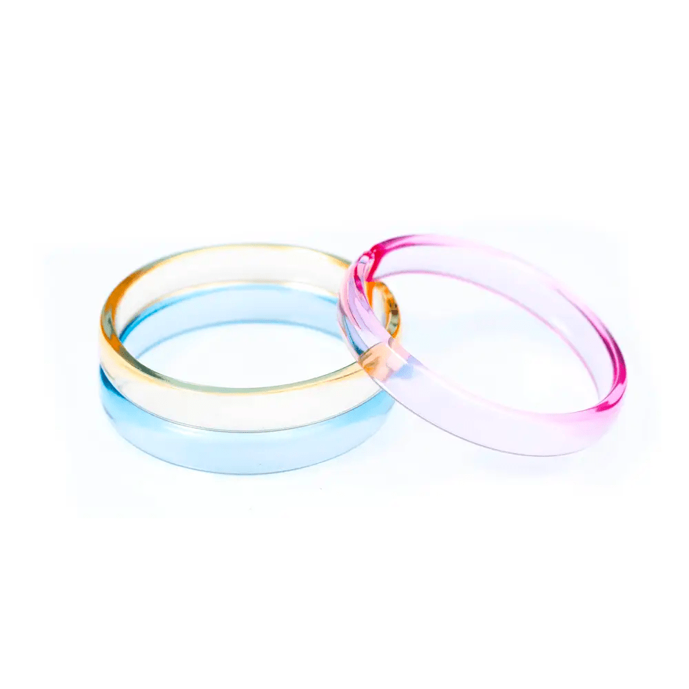 Glitter Bangle Set - Clear Pink/Blue/Yellow - Shop Sweet Lulu