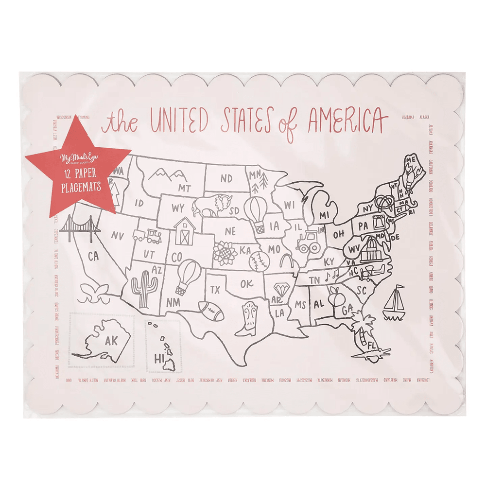 Color the USA Map Placemats, Shop Sweet Lulu