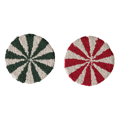 8" Cotton Tufted Candy Striped Trivet - 2 Color Options