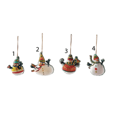 Cotton Velvet Snowman Ornament - 4 Style Options, Shop Sweet Lulu