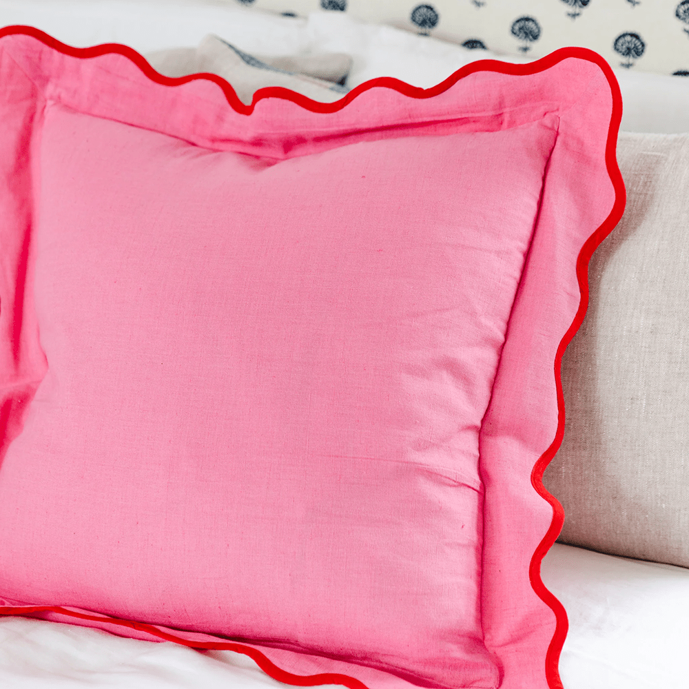 Darcy Linen Pillow - Light Pink & Cherry, Shop Sweet Lulu