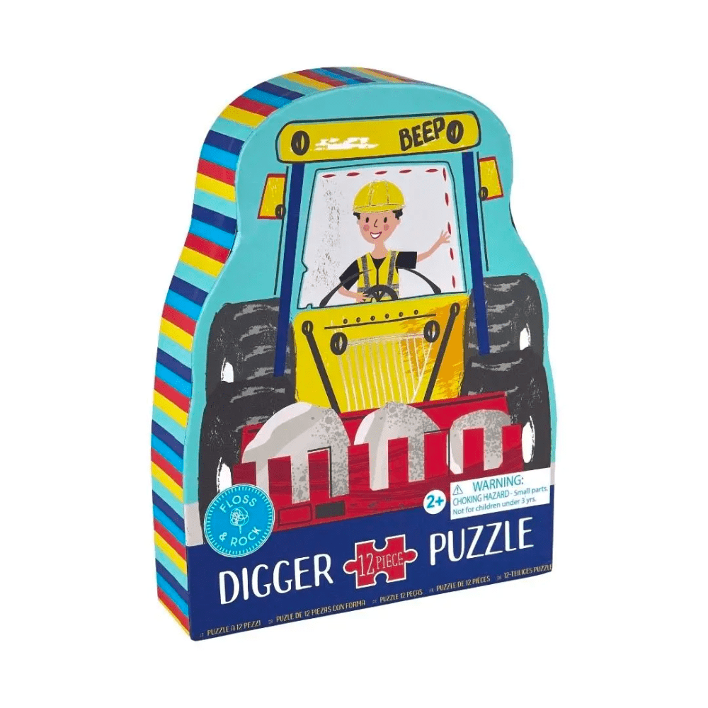12pc Construction Digger Shaped Jigsaw Puzzle with Shaped Box - Shop Sweet Lulu