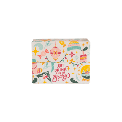 Handmade Recipe Box w/ 36 Recipe Cards - "Eat, Drink & Be Merry"