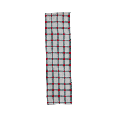 Embroidered Cotton Table Runner.- Natural, Green & Red Plaid, Shop Sweet Lulu