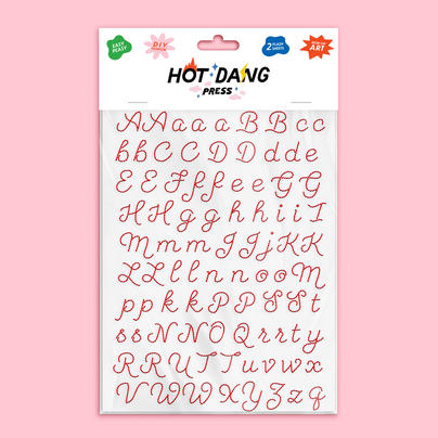 Red Embroidery Alphabet Iron-on Sheets, Pack of 2