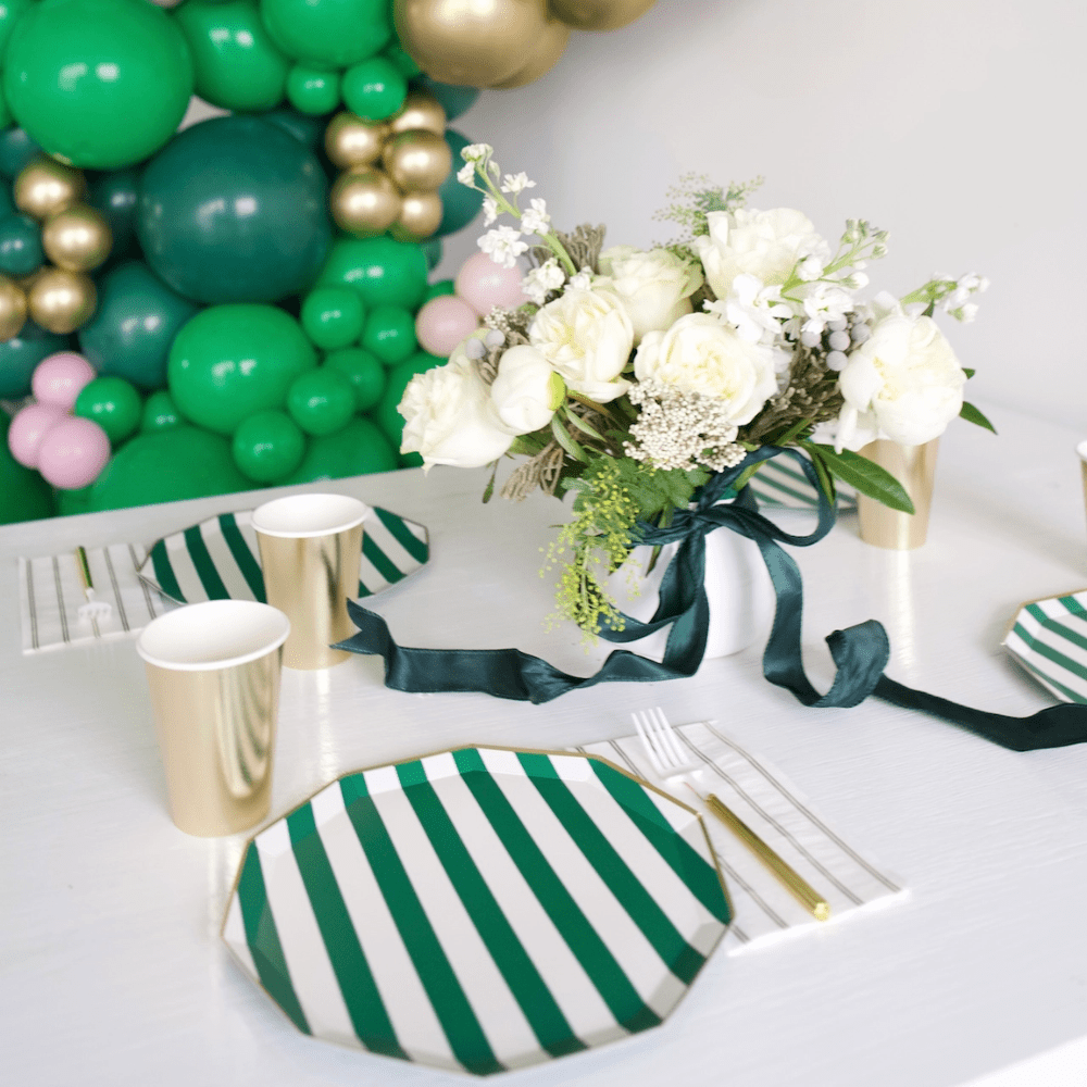 Emerald Green Signature Cabana Stripe Plates, Shop Sweet Lulu