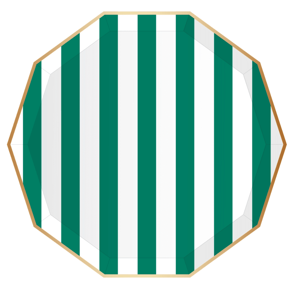 Emerald Green Signature Cabana Stripe Plates, Shop Sweet Lulu