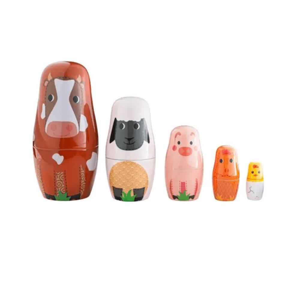 Russian nesting top dolls animals