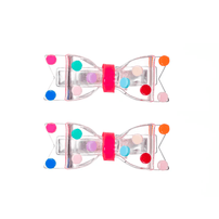 Fat Bow Colorful Dots Clear Alligator Clips - Shop Sweet Lulu