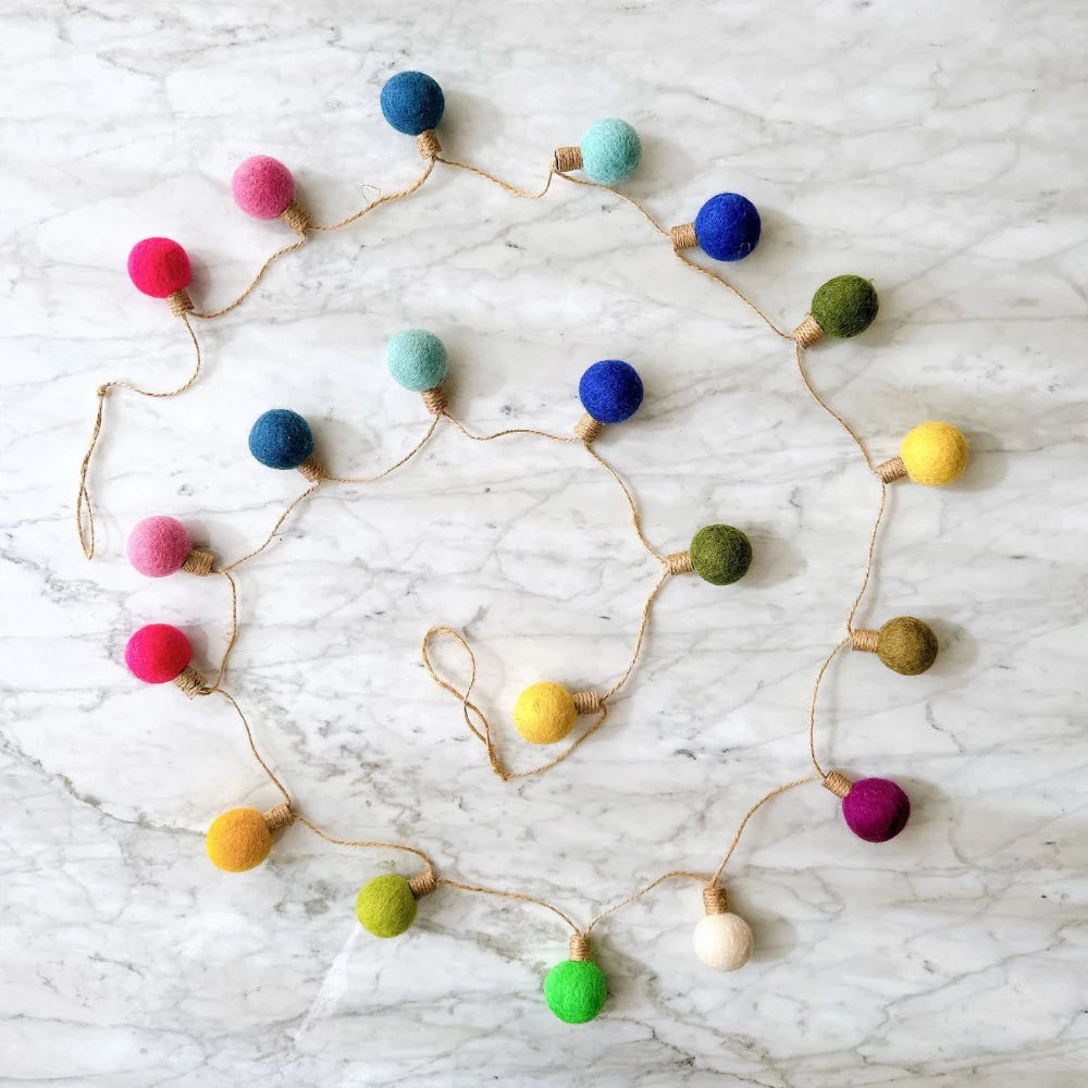 Felt Bulb Garland - Rainbow, Shop Sweet Lulu