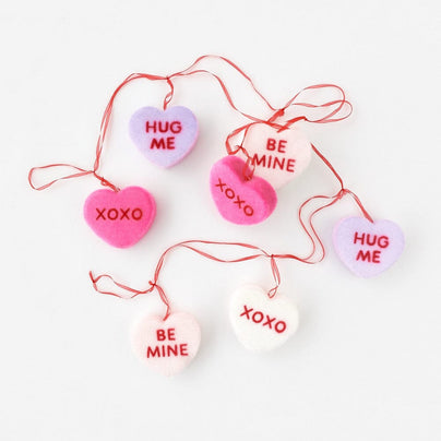 Flocked Conversation Hearts Garland, Shop Sweet Lulu