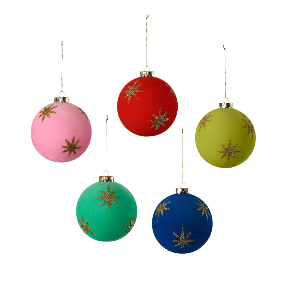 Flocked Star Ball Ornament - 5 Style Options, Shop Sweet Lulu