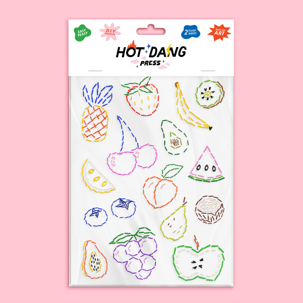 Fruit Embroidery Iron-on Sheets, Pack of 2, Shop Sweet Lulu