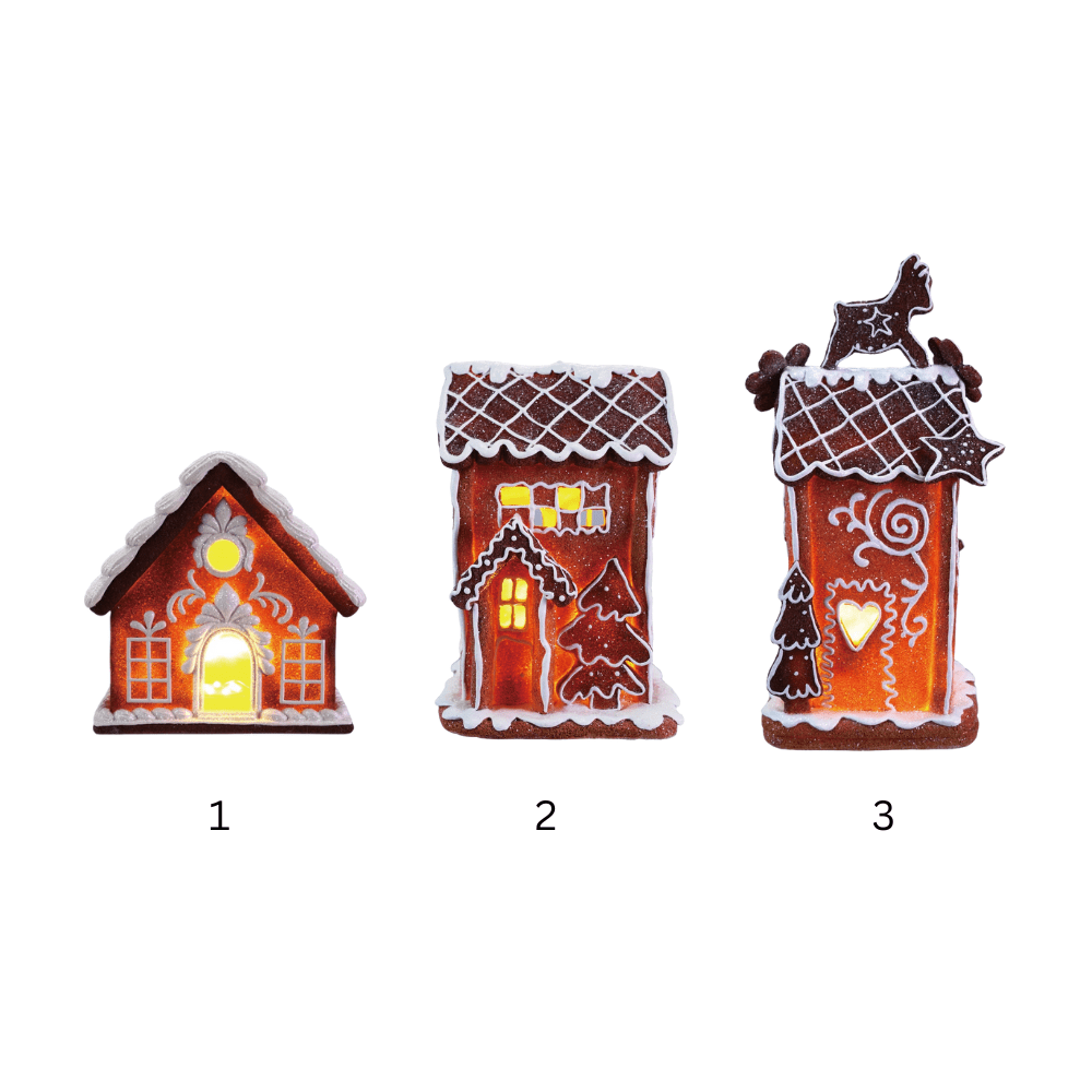 Gingerbread House Display w/ LED Light - 3 Style Options