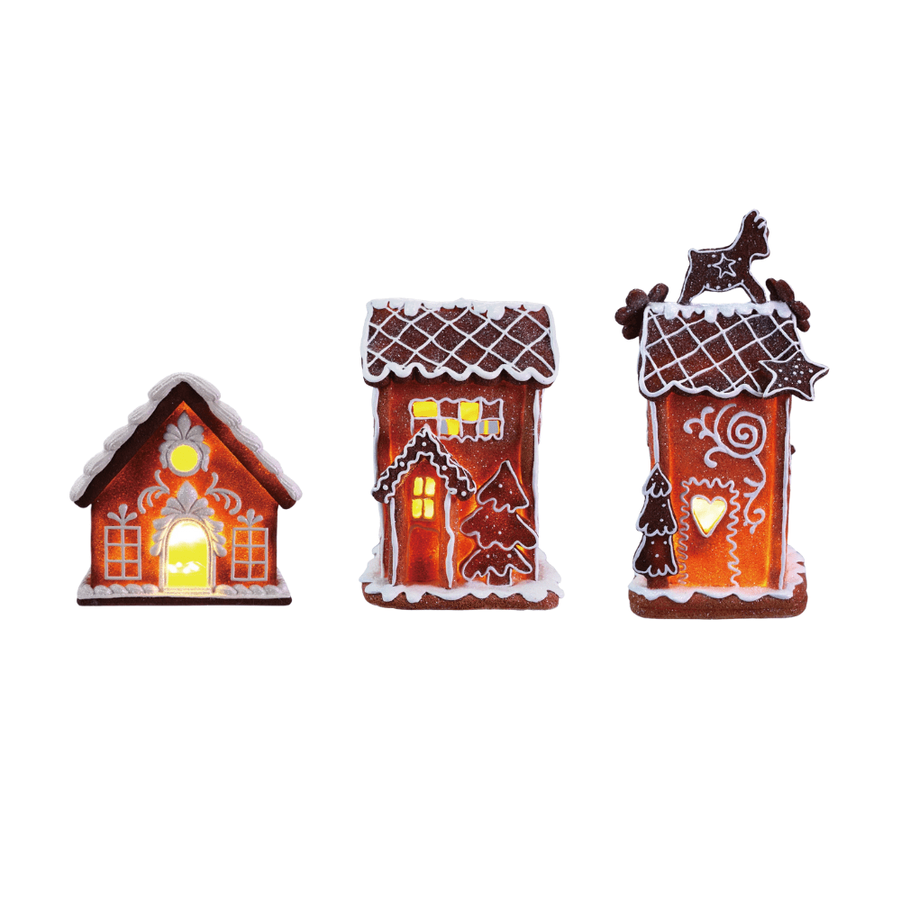 Gingerbread House Display w/ LED Light - 3 Style Options