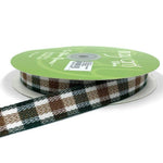 25 Yard Green, Brown and White Woven Tartan Plaid Twill Ribbon, Shop Sweet Lulu