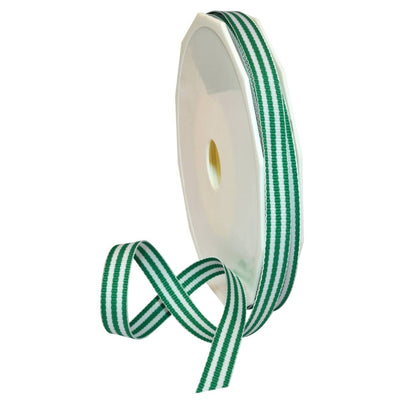 100 Yard Emerald Striped Grosgrain Ribbon, 3/8"