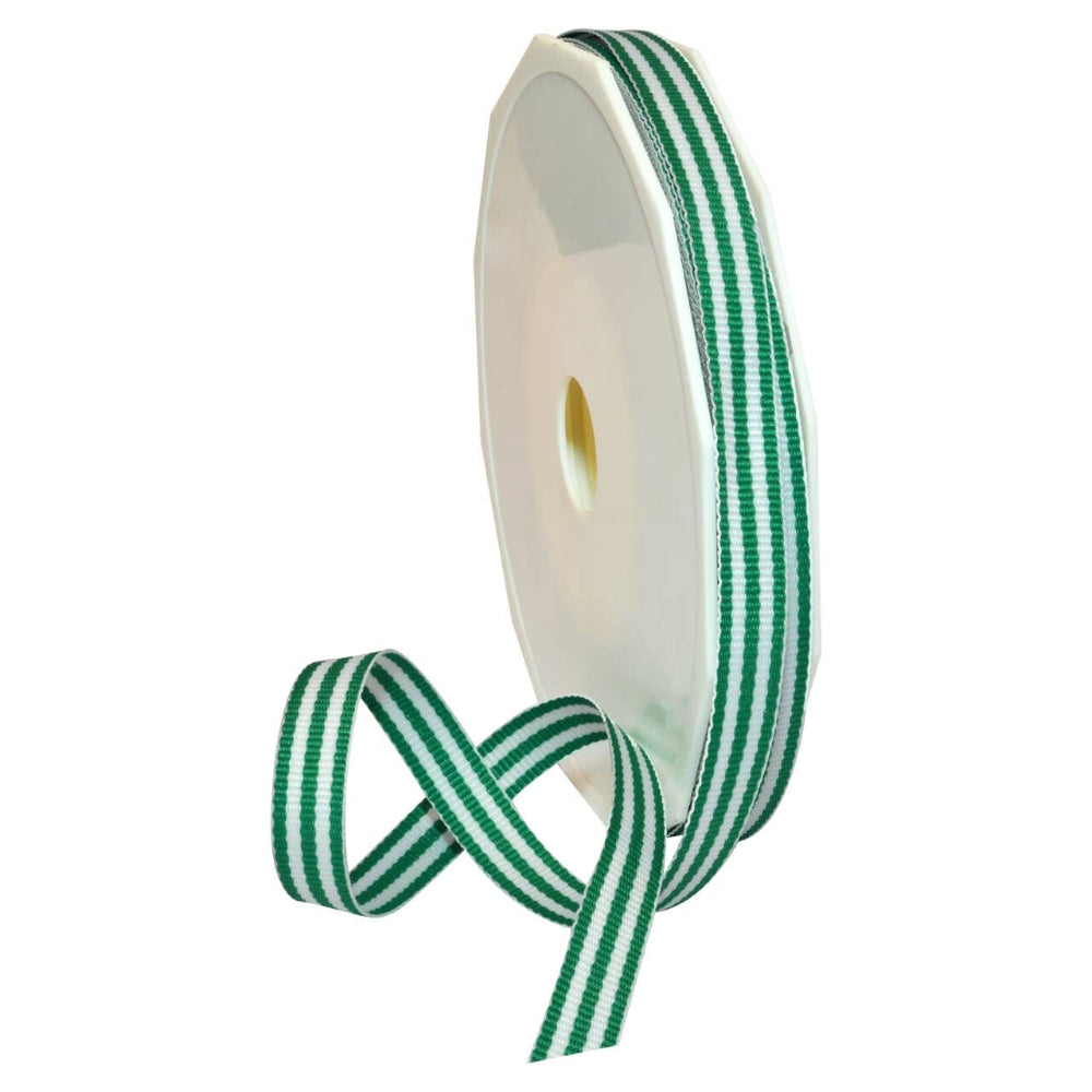 100 Yard Emerald Striped Grosgrain Ribbon, 3/8