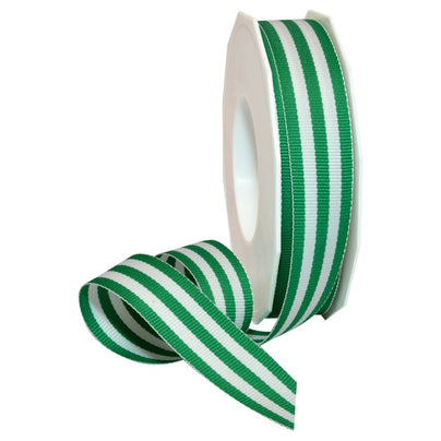 100 Yard Emerald Striped Grosgrain Ribbon, 7/8"