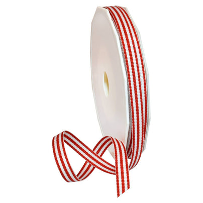 100 Yard Red Striped Grosgrain Ribbon, 3/8"