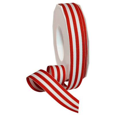 100 Yard Red Striped Grosgrain Ribbon, 7/8"