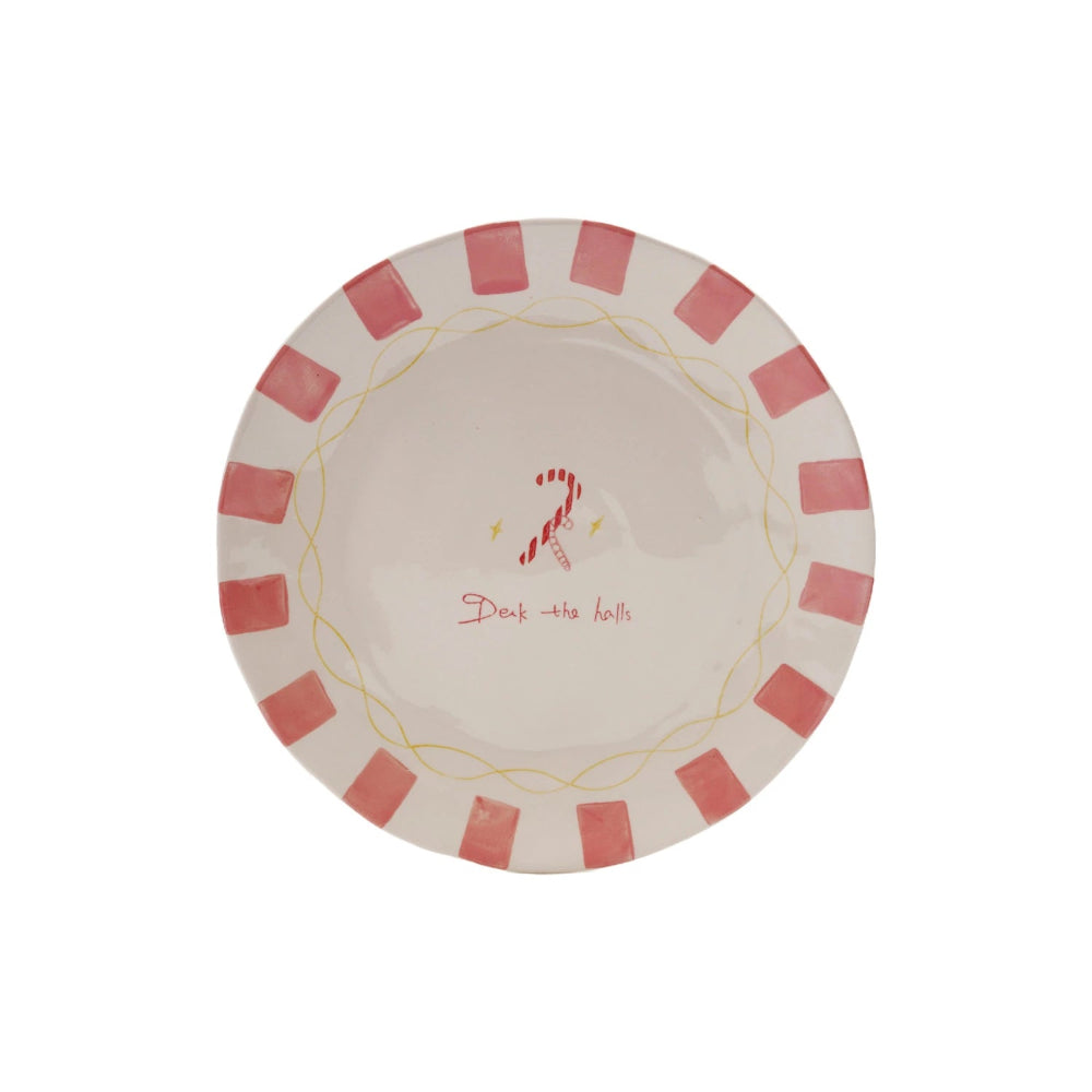Hand Painted Stoneware Plate - Candy Cane Design, Shop Sweet Lulu