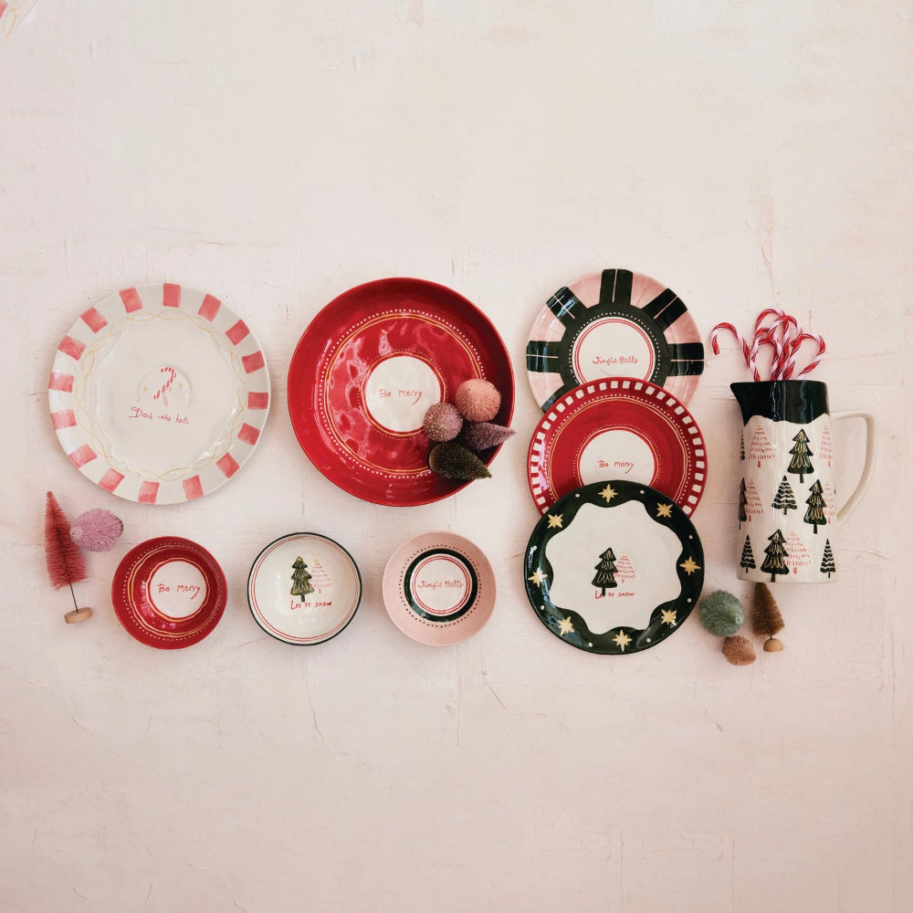 Hand Painted Stoneware Plate with Holiday Design - 3 Style Options, Shop Sweet Lulu