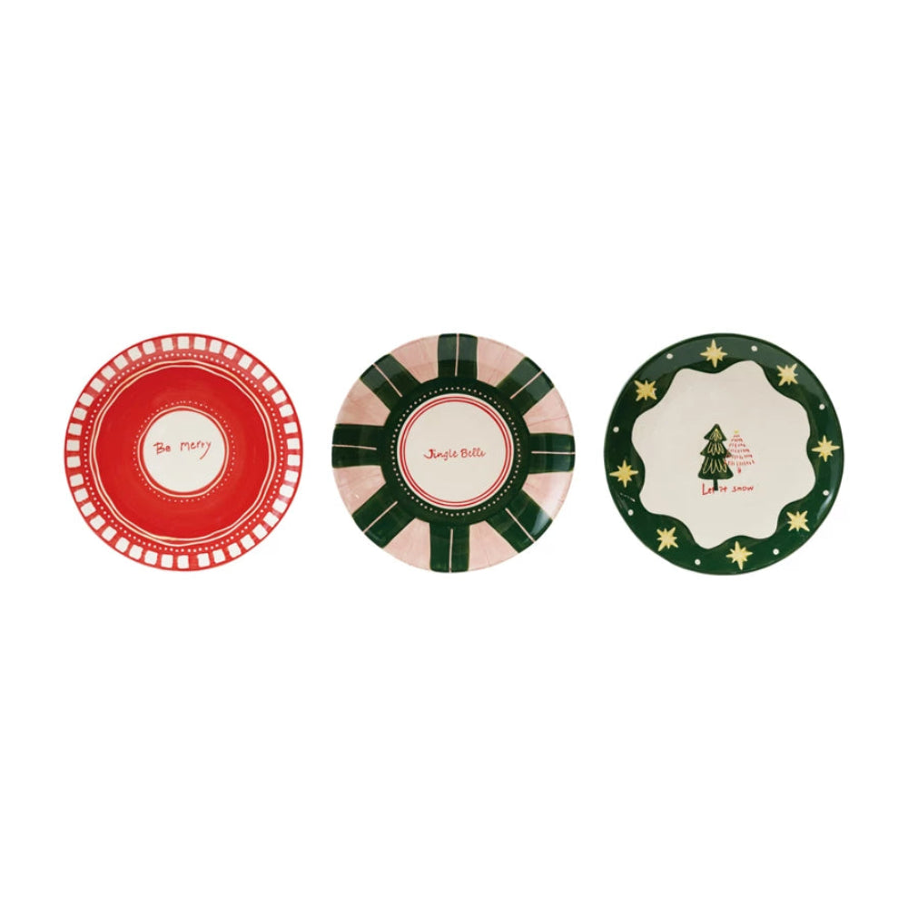 Hand Painted Stoneware Plate with Holiday Design - 3 Style Options, Shop Sweet Lulu