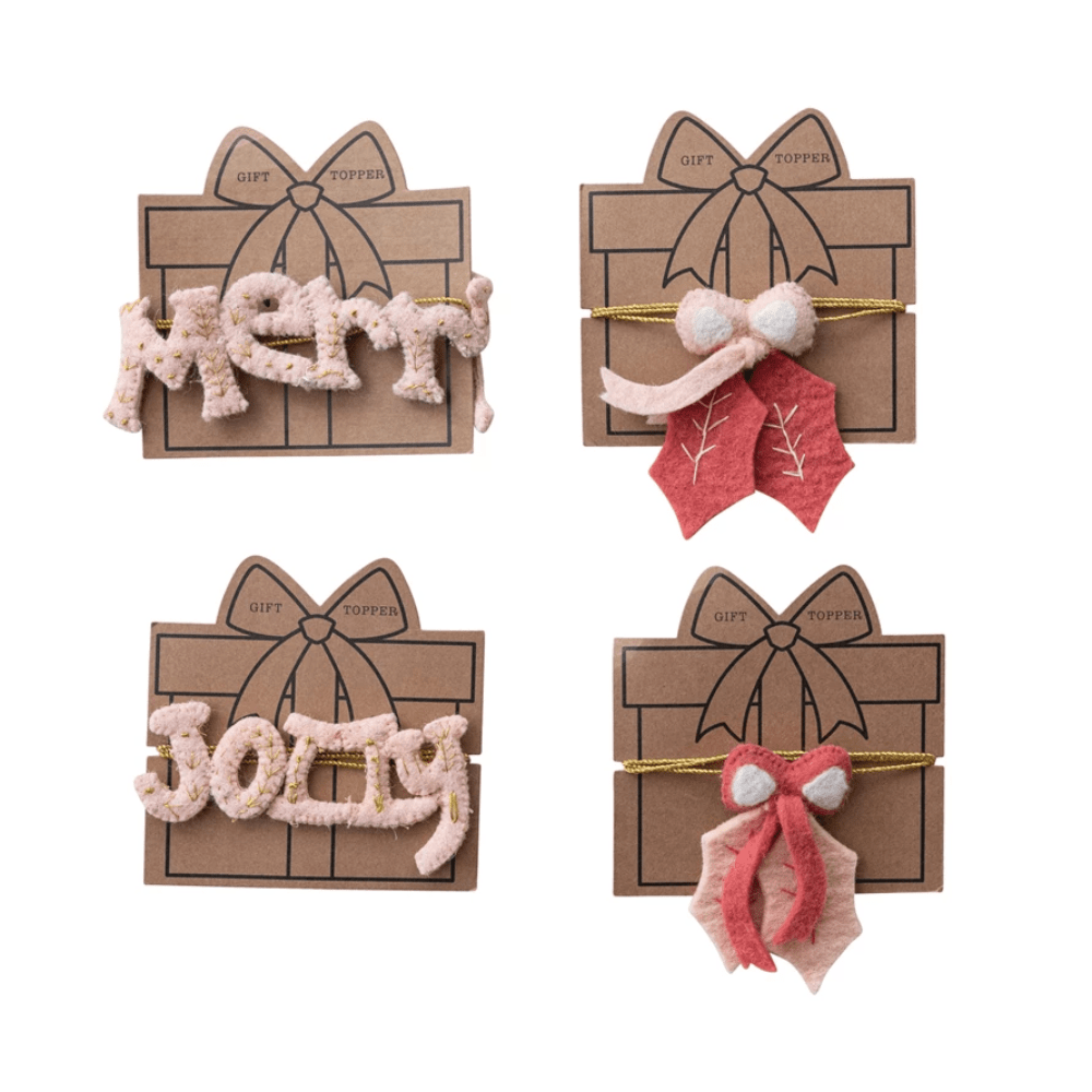 Handmade Wool Felt Gift Topper w/ Gold Cord - 4 Style Options, Shop Sweet Lulu