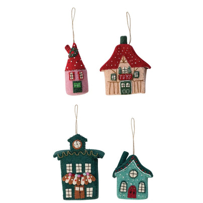 Handmade Wool Felt North Pole Village Building Ornament - 4 Style Options