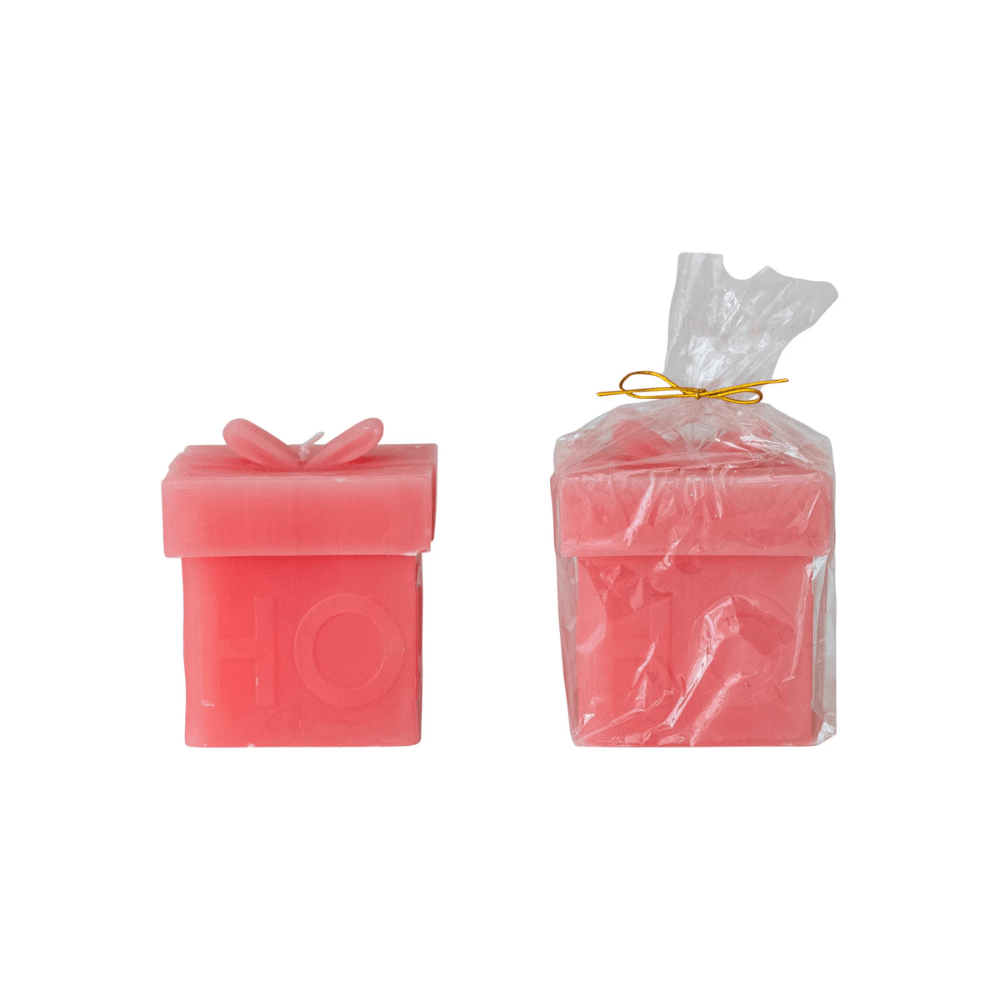 "Ho Ho Ho" Gift Box Shaped Candle, Pink, Shop Sweet Lulu