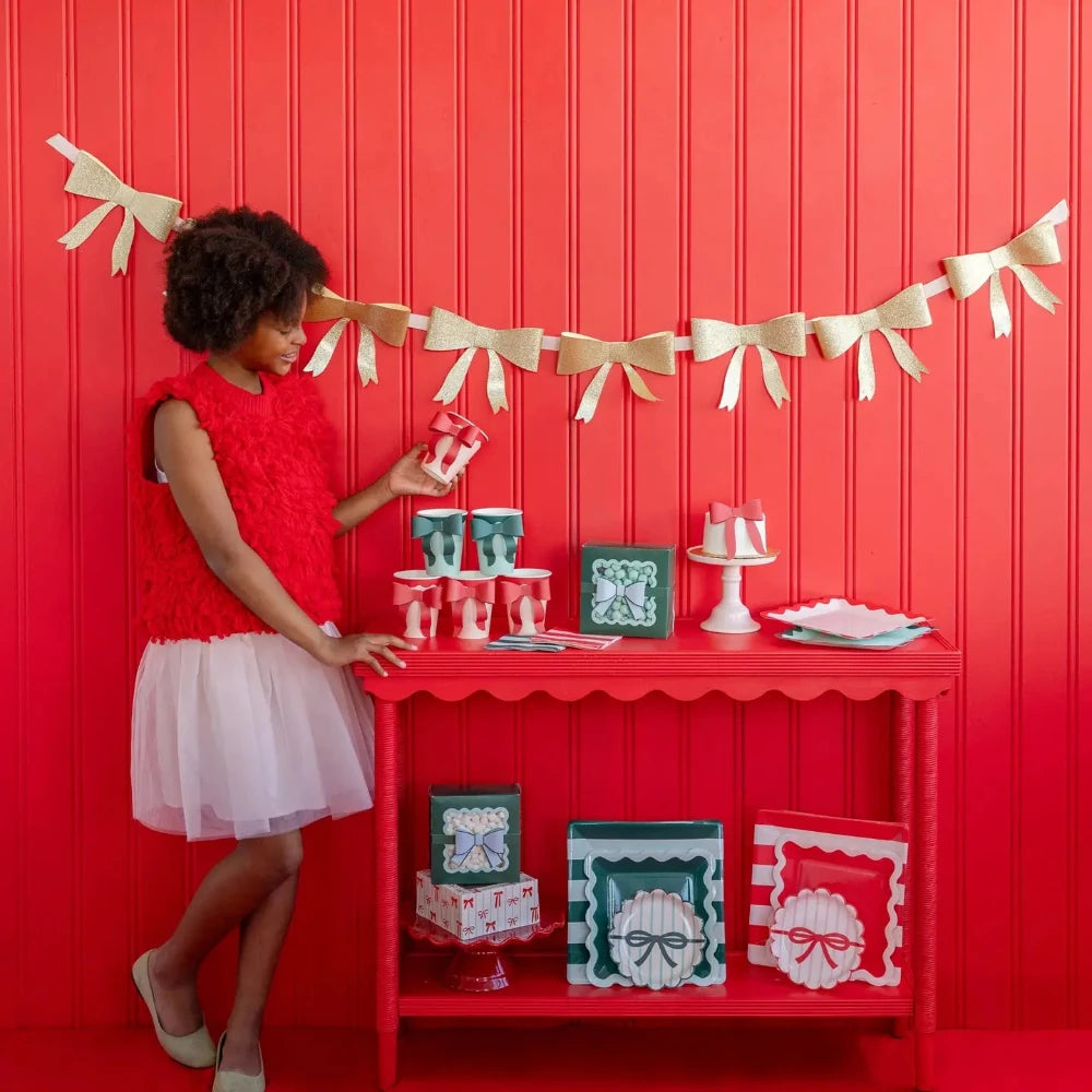 Holiday Bow & Stripes Scalloped Plates, Shop Sweet Lulu