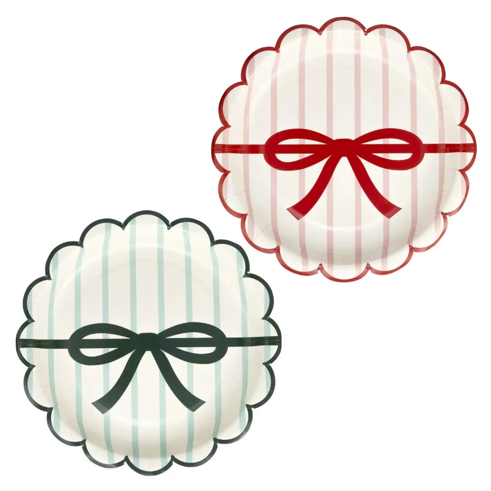 Holiday Bow & Stripes Scalloped Plates, Shop Sweet Lulu