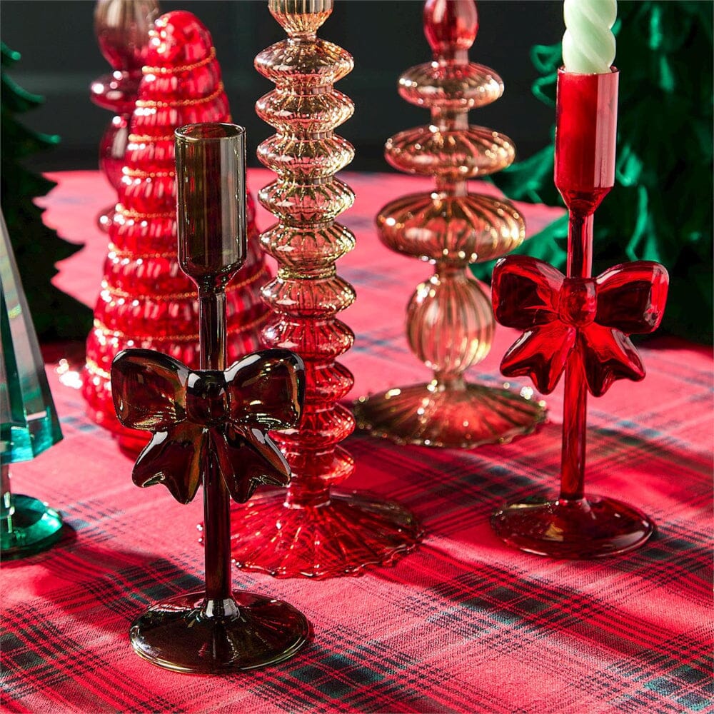 Holiday Bows Taper Candle Holders, Set of 2 - 2 Color Options, Shop Sweet Lulu