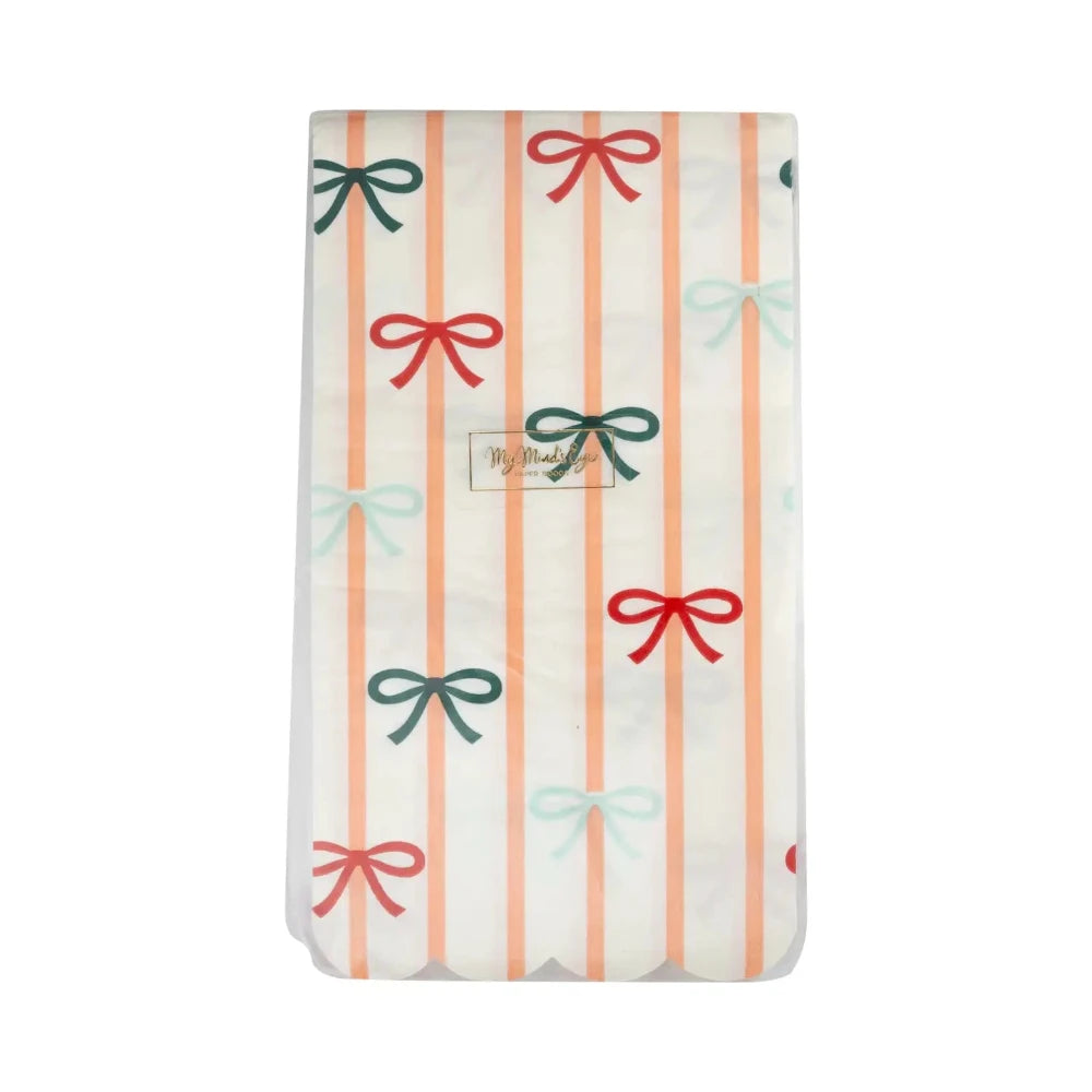 Holiday Bows & Stripes Scalloped Dinner Napkins, Shop Sweet Lulu