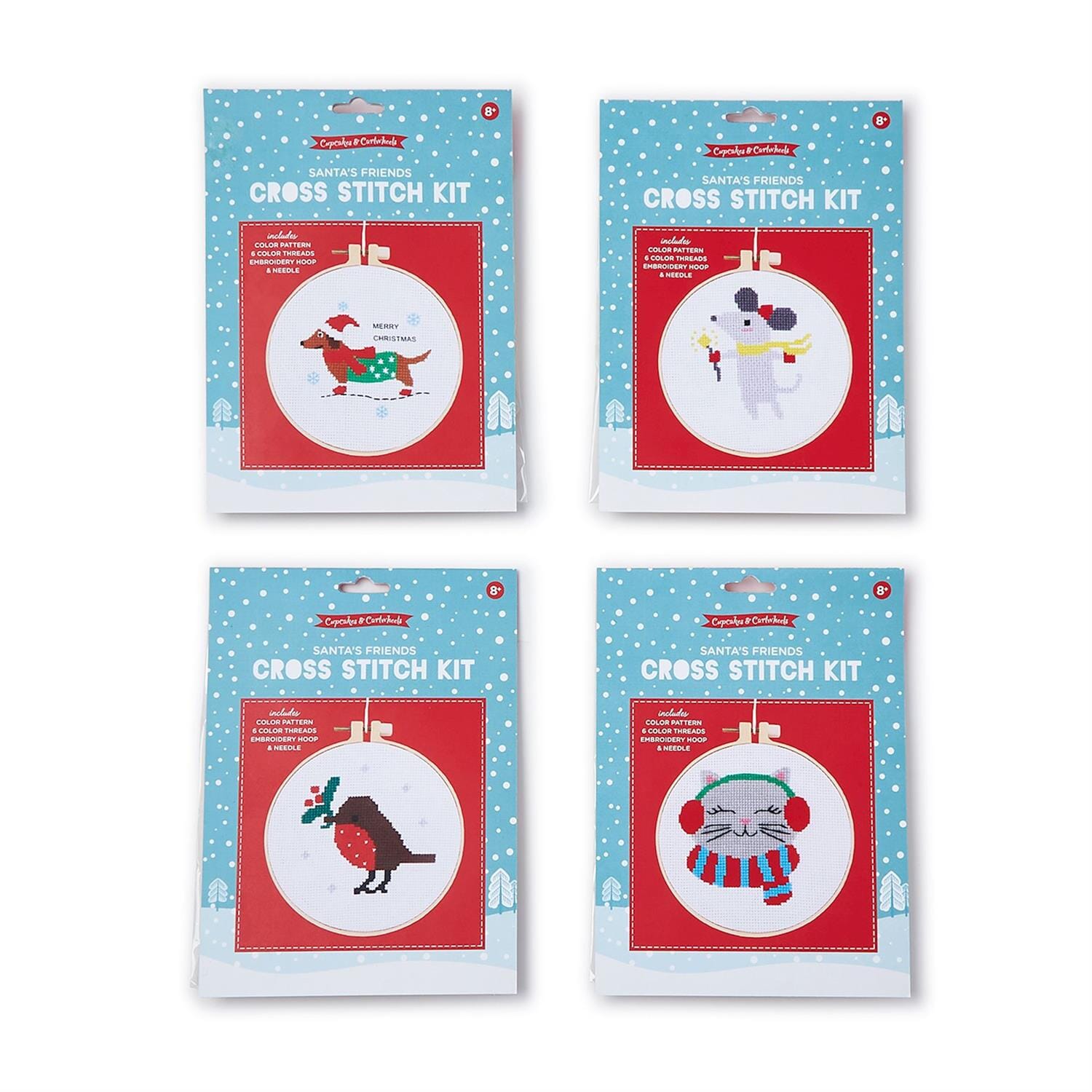 Holiday Cross Stitch Embroidery Craft Kit - 4 Style Options, Shop Sweet Lulu