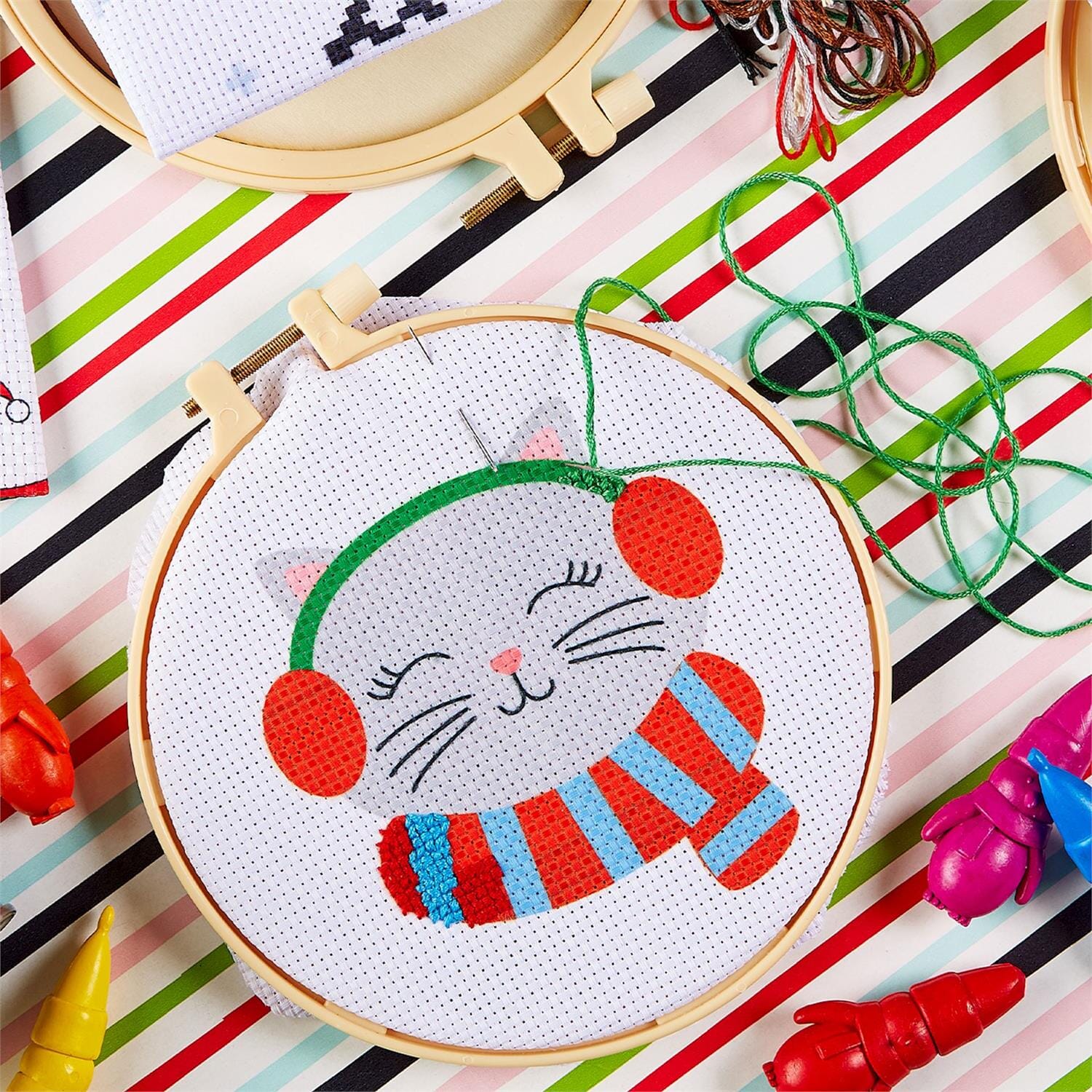 Holiday Cross Stitch Embroidery Craft Kit - 4 Style Options, Shop Sweet Lulu