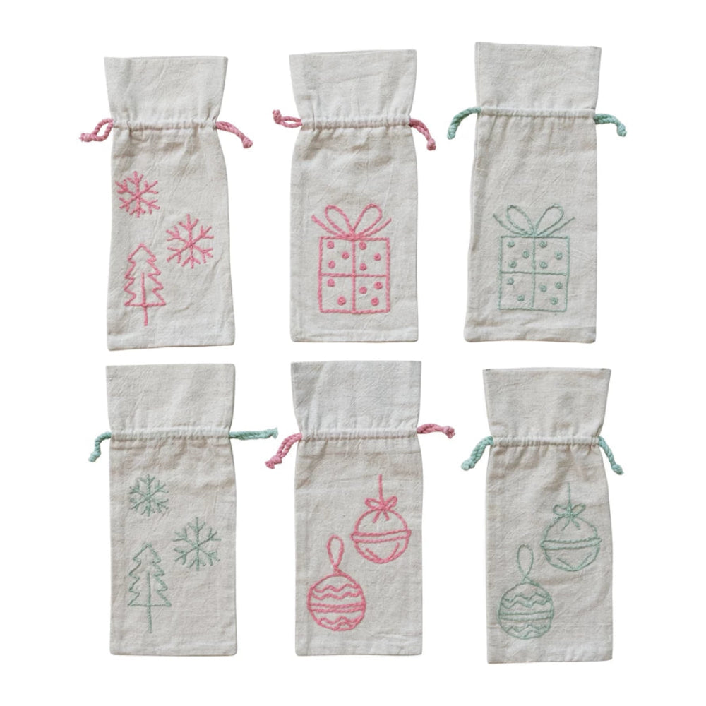 Holiday Drawstring Wine Bag - 6 Style Options, Shop Sweet Lulu