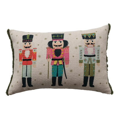 Holiday Lumbar Pillow with Nutcrackers