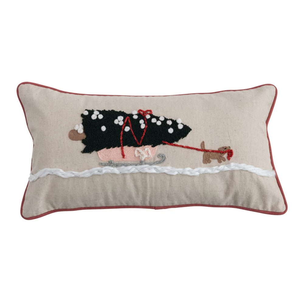 Holiday Lumbar Pillow - Dog Pulling Sleigh, Shop Sweet Lulu