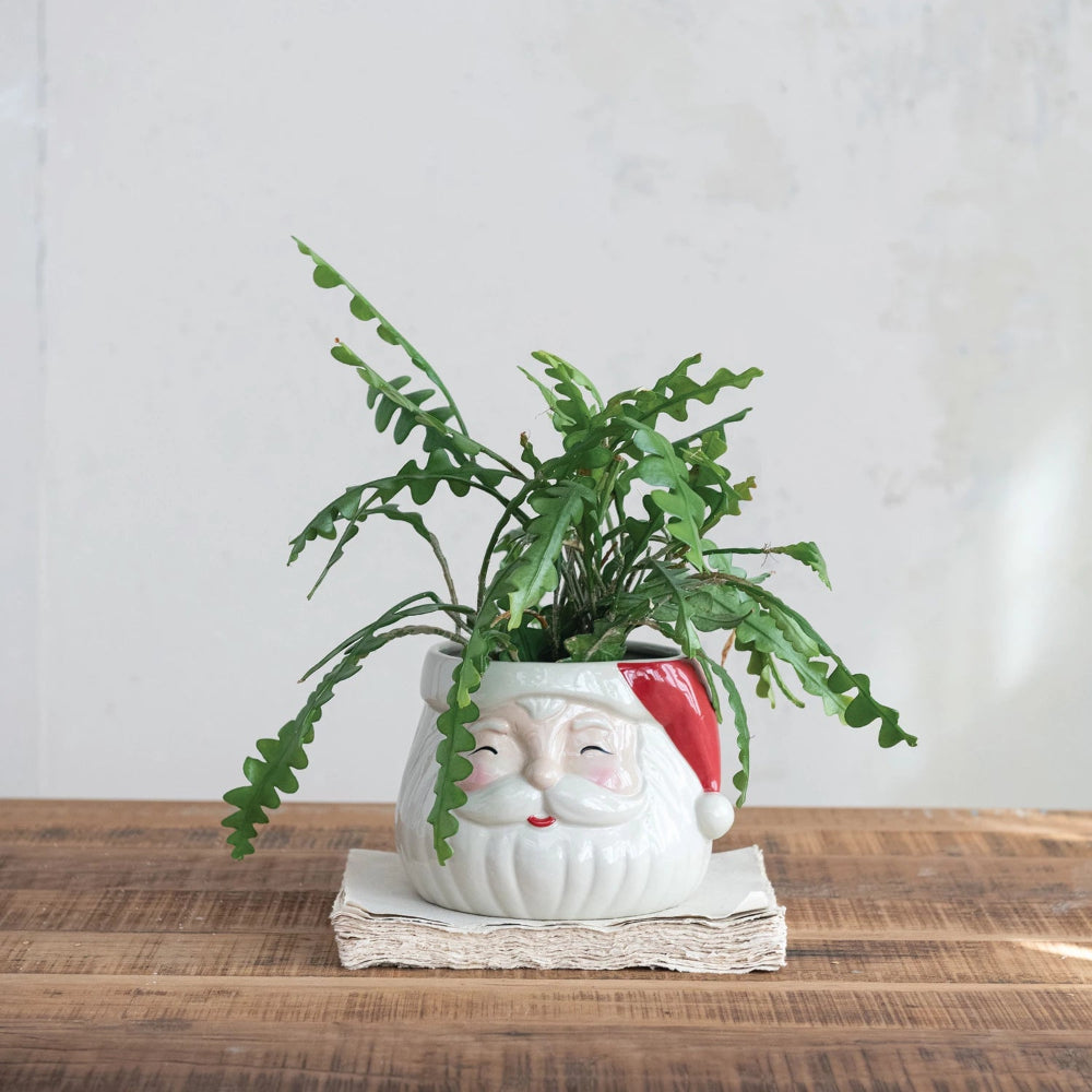 Holiday Stoneware Santa Head Shaped Planter, Shop Sweet Lulu