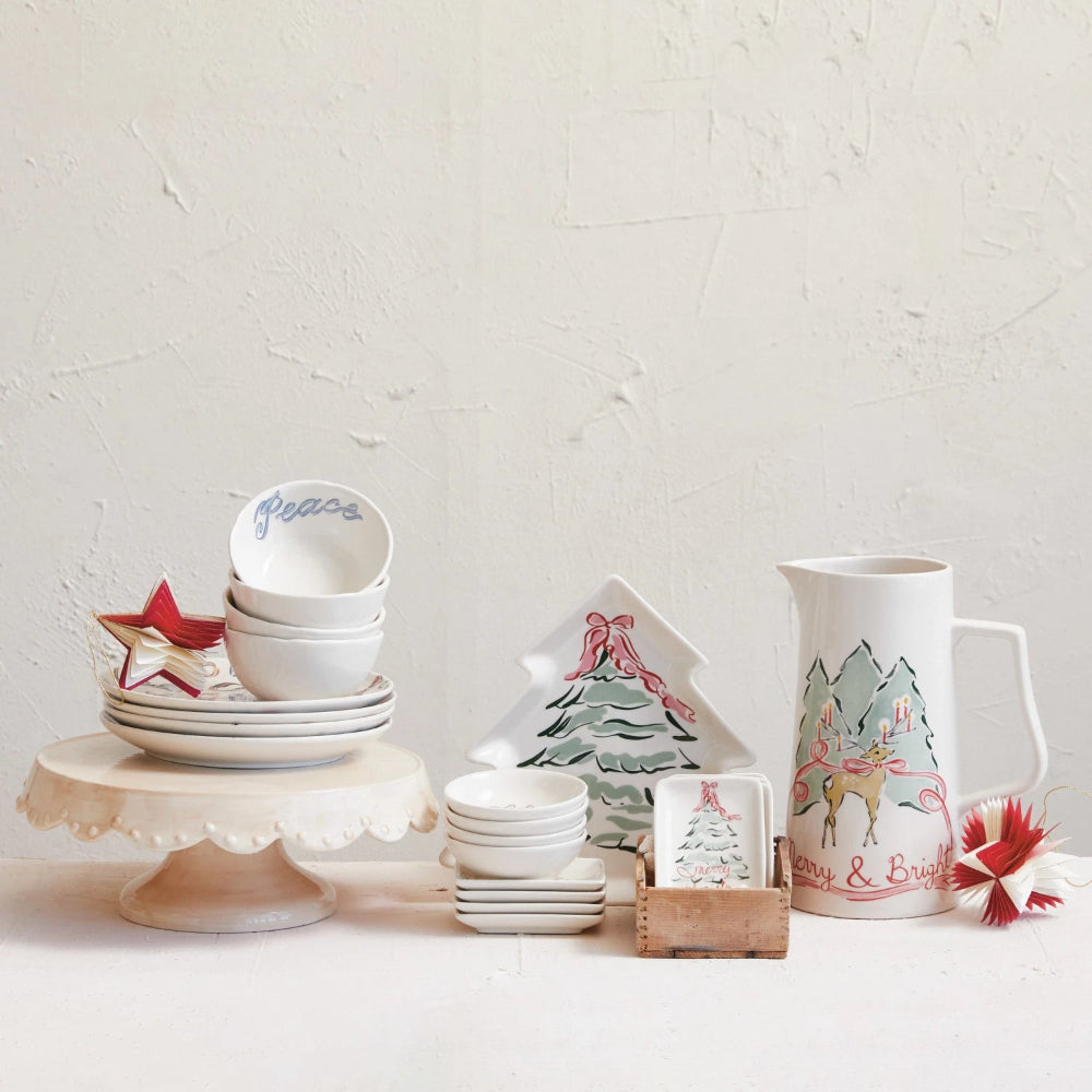 Holiday Stoneware Tree Shaped Plate with Christmas Tree, Shop Sweet Lulu