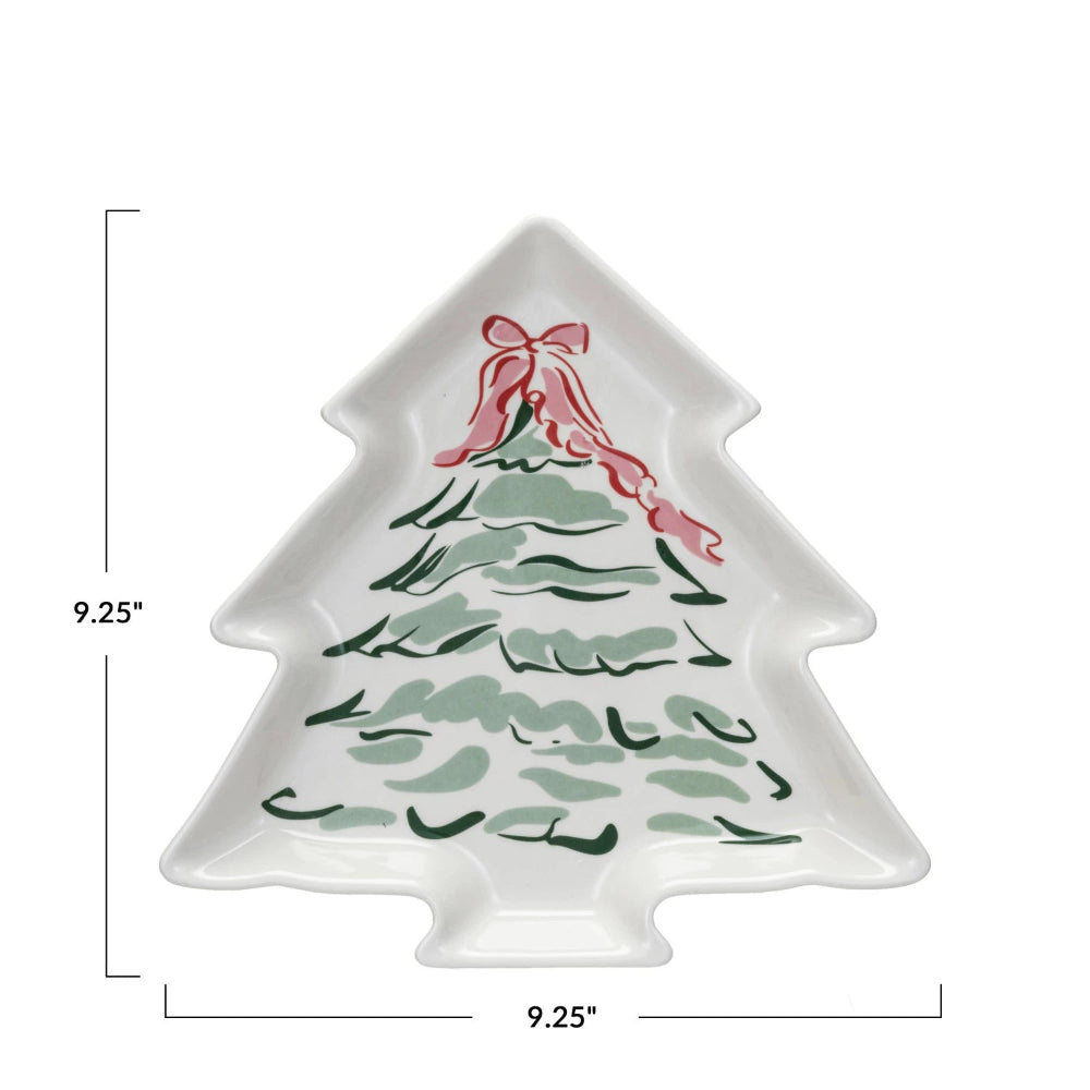 Holiday Stoneware Tree Shaped Plate with Christmas Tree, Shop Sweet Lulu