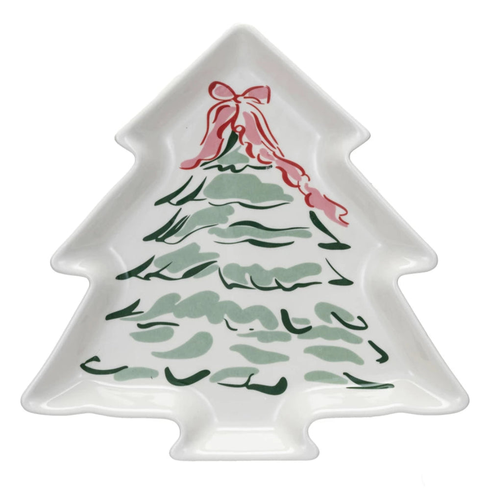 Holiday Stoneware Tree Shaped Plate with Christmas Tree, Shop Sweet Lulu