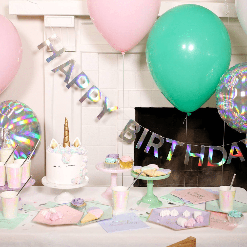 Holographic Happy Birthday Banner